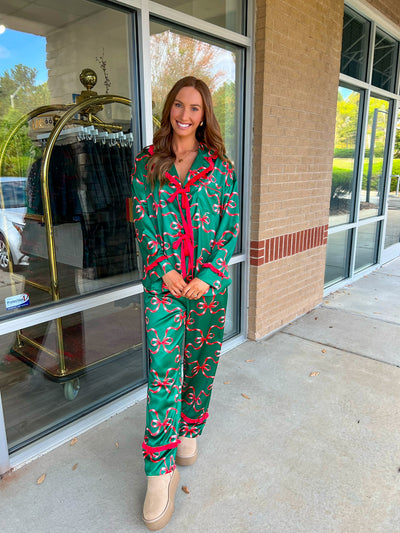 Red Bow Christmas Pajama Pant Set