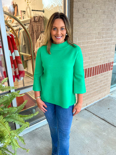Penelope Mock Neck Sweater- Green