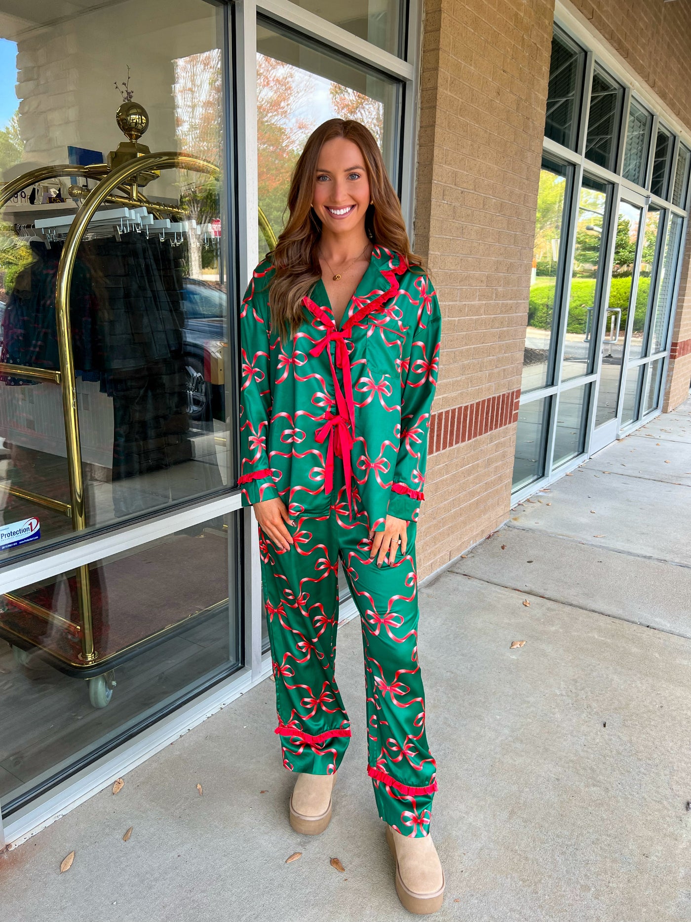 Red Bow Christmas Pajama Pant Set