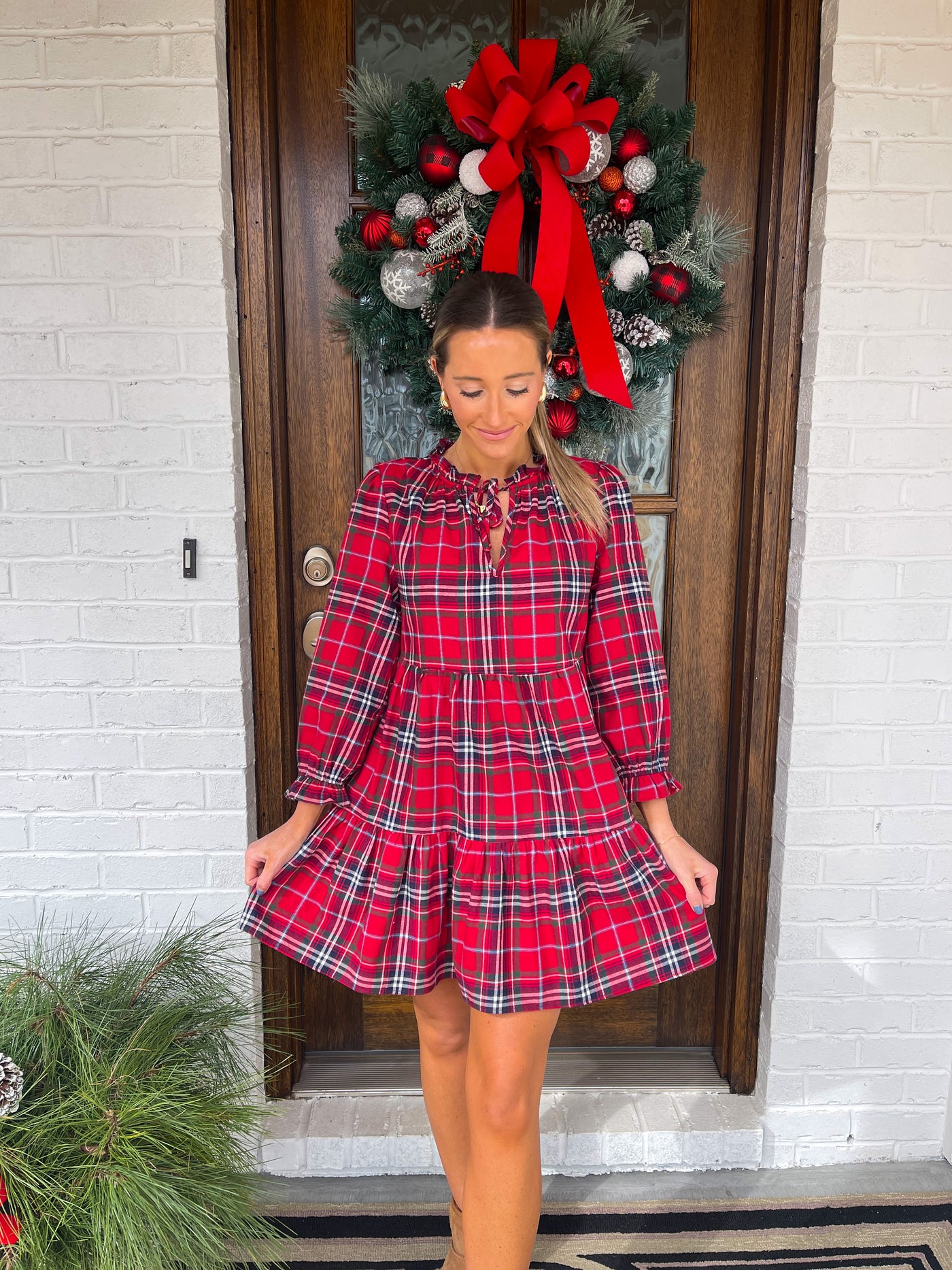 Cup of Cheer Plaid Dress
