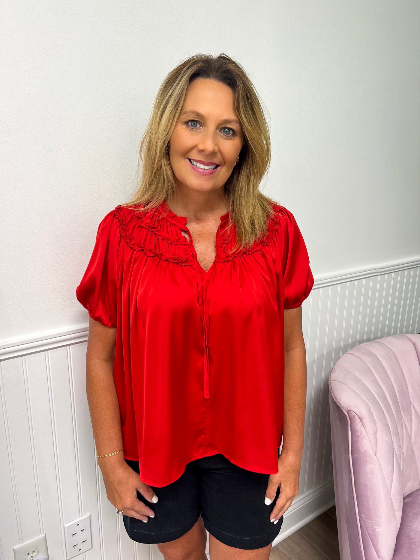 Pack Ruffle Blouse- Red