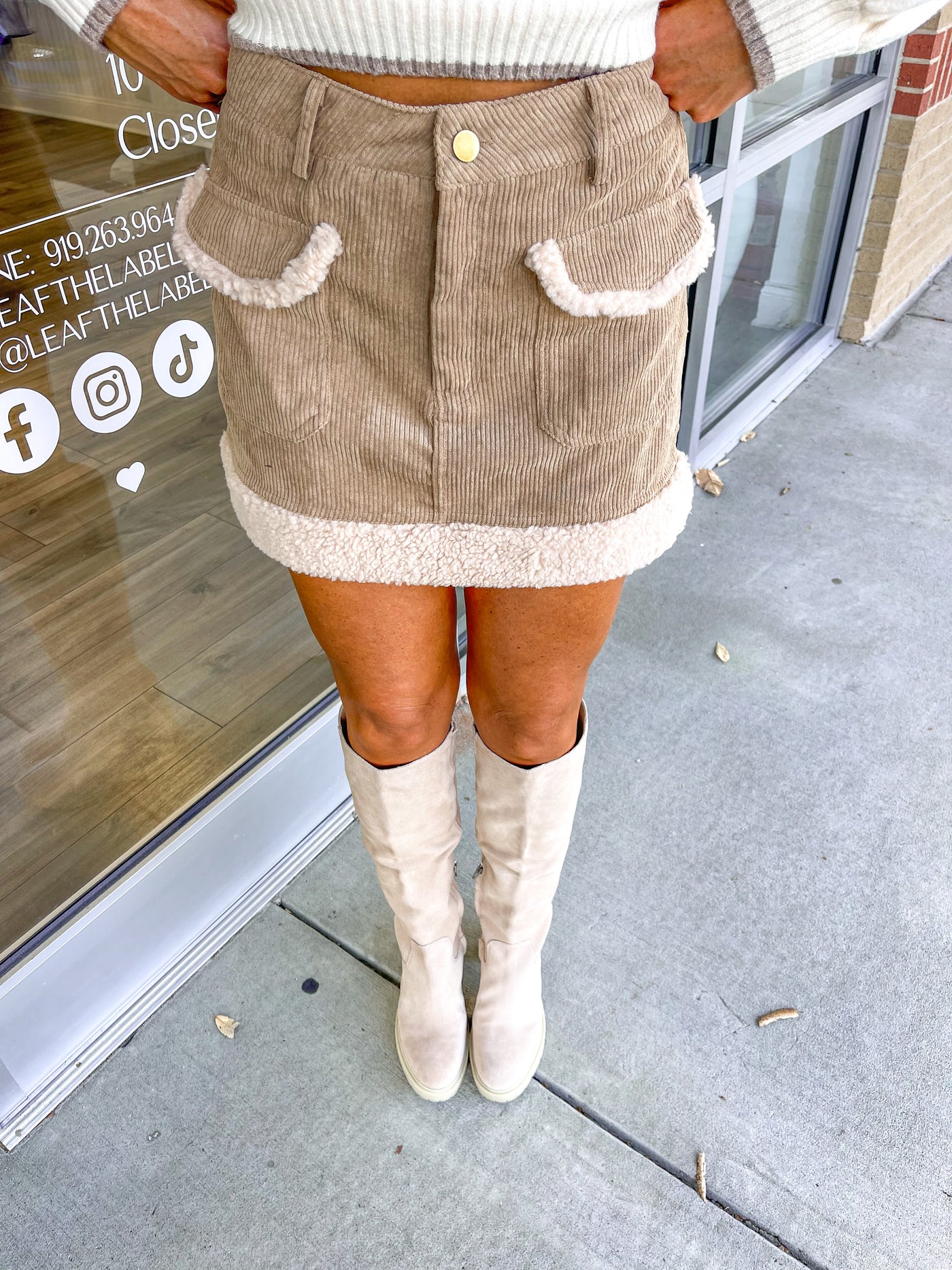 Teddy Corduroy Sherpa Mini Skirt