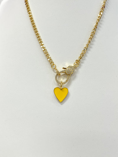 Clasp Heart Necklace- Yellow