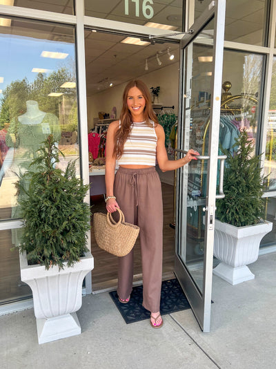 Nellie Cotton Pant- Brown