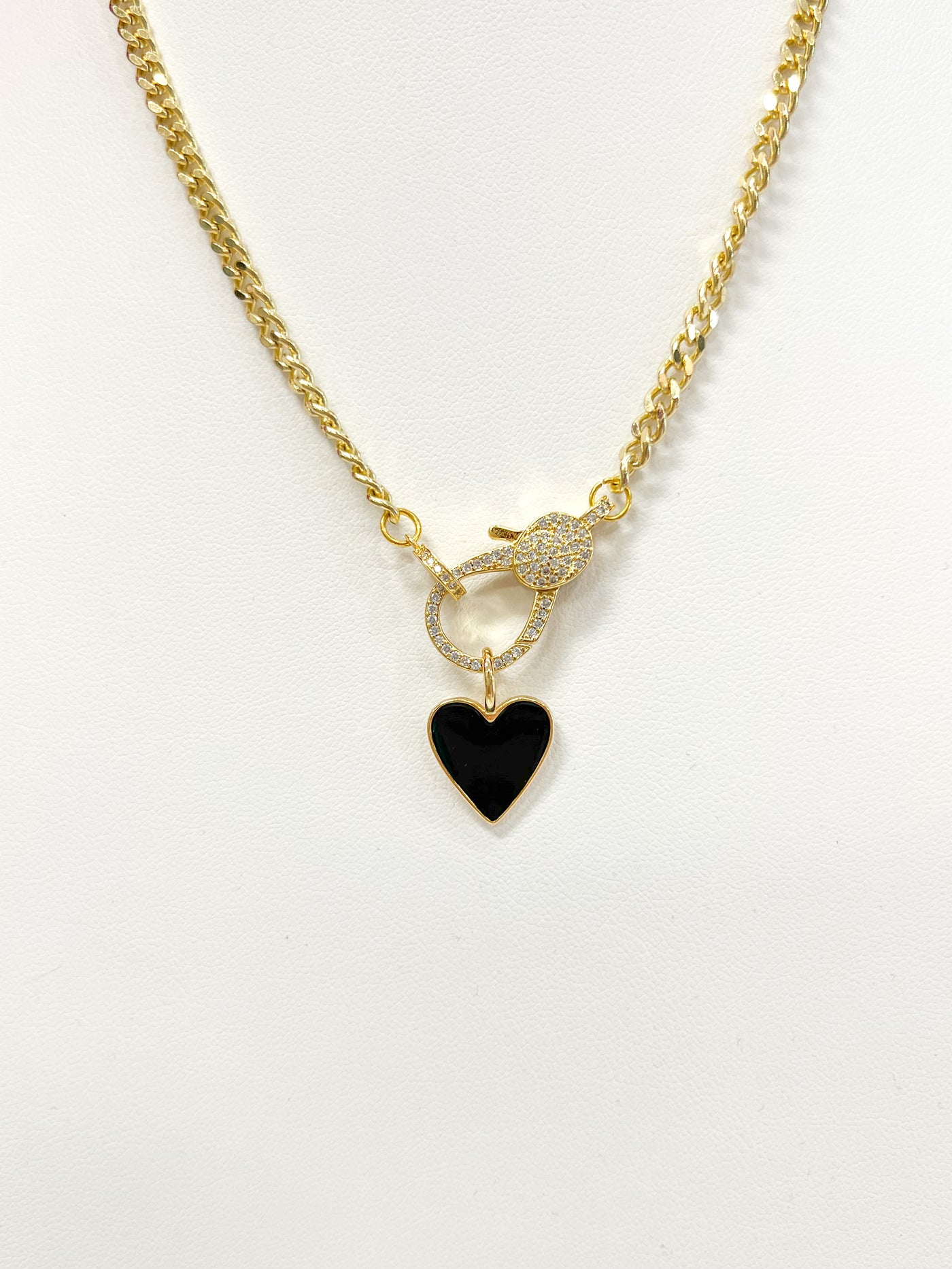 Clasp Heart Necklace- Black
