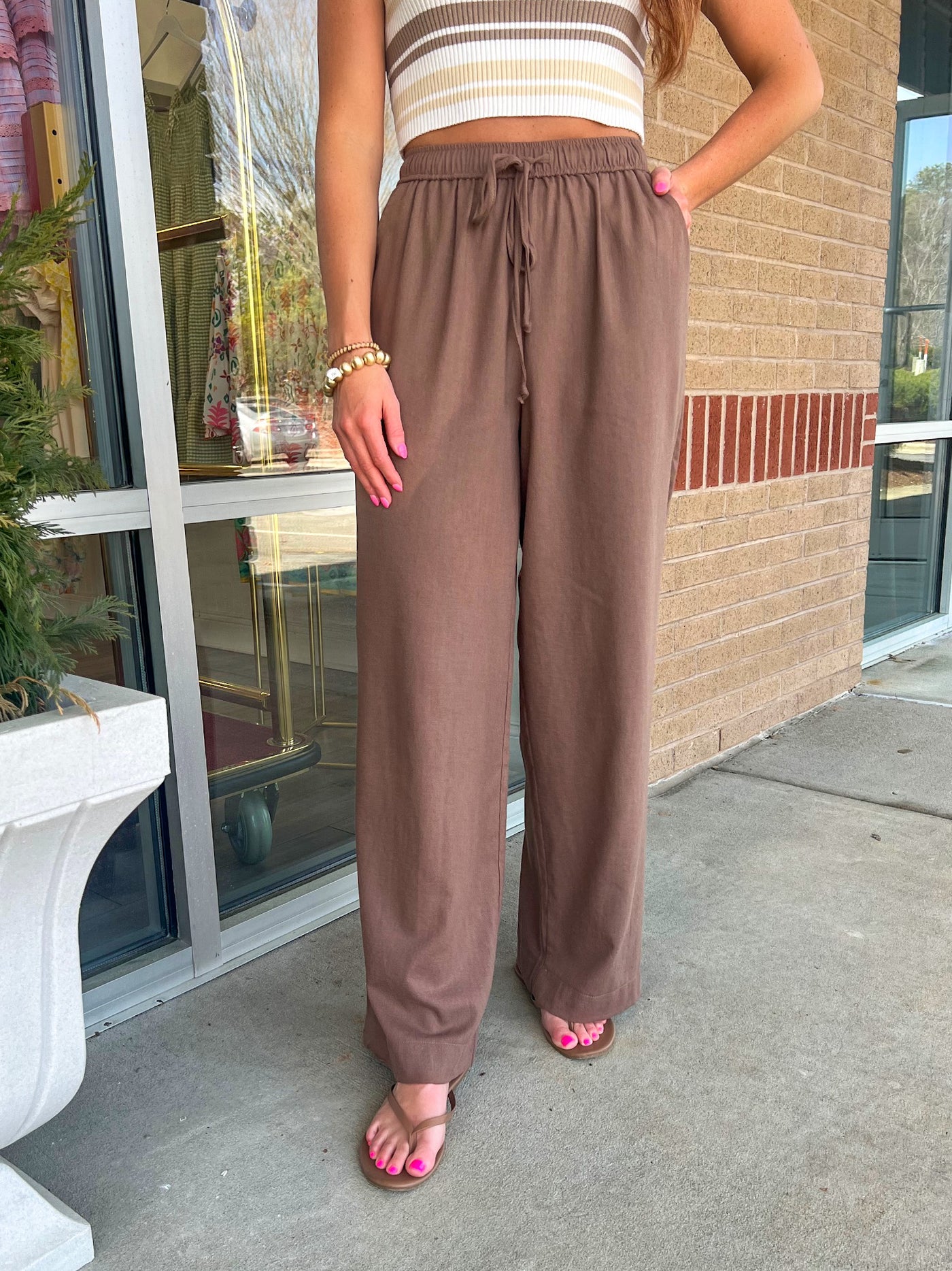 Nellie Cotton Pant- Brown