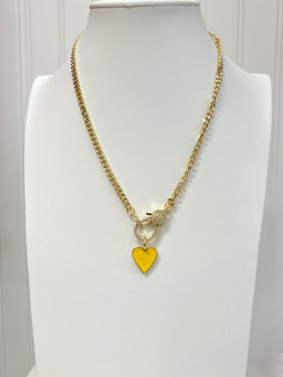 Clasp Heart Necklace- Yellow