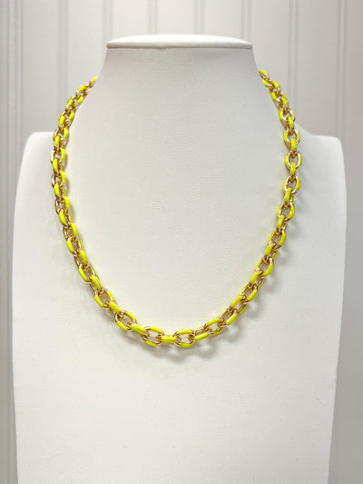 Link Necklace- Neon Yellow